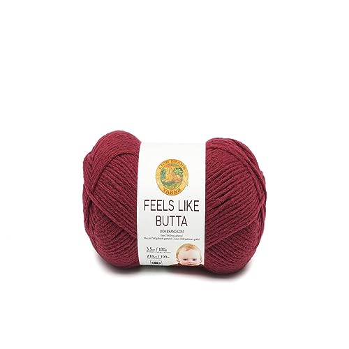 Lion Brand Yarn Company 215–138 fühlt sich an wie Butta-Garn, Cranberry, ein Knäuel. von Lion Brand Yarn