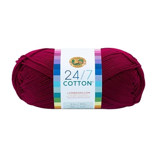Lion Brand Yarn Company Cotton Yarn, 100 Percent Cotton, Magenta,15.24x6.35x6.35 cm von Lion Brand Yarn Company