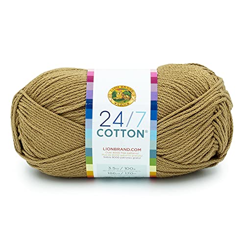 Lion Brand Yarn 24/7 Baumwollgarn, Heuballen (1 Knäuel, 100 g, 450 m) von Lion Brand Yarn