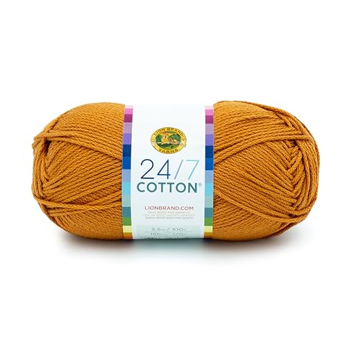 Lion Brand Yarn: 24/7 Baumwollgarn, Bernstein (1 Knäuel, 450 m, 100 g) von Lion Brand Yarn