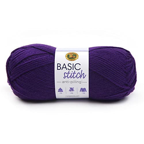 Lion Brand Yarn Basic Stitch Anti-Pilling Strickgarn, Garn zum Häkeln, 1er Pack, lila von Lion Brand Yarn