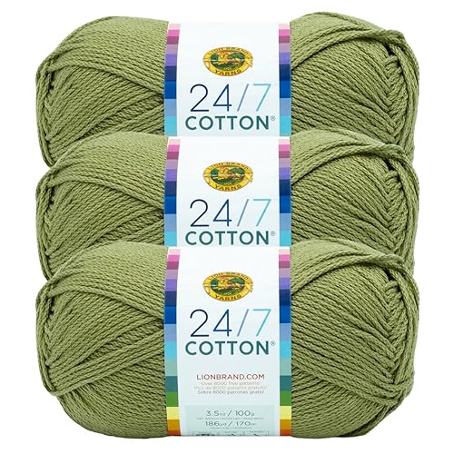 Lion Brand 24/7 Baumwollgarn, Garn zum Stricken, Häkeln und Basteln, Lorbeerblatt, 3er-Pack Lion Brand 24/7 Baumwollgarn, Garn zum Stricken, Häkeln und Basteln, Lorbeerblatt, 3er-Pack von Lion Brand Yarn