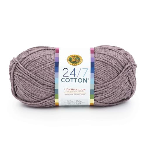 Lion Brand 24/7 Baumwollgarn, leichtes Garn zum Stricken, Häkeln und Basteln, 1 Packung, Vintage Lilac Lion Brand 24/7 Baumwollgarn, leichtes Garn zum Stricken, Häkeln und Basteln, 1 Packung, Vintage Lilac von Lion Brand Yarn