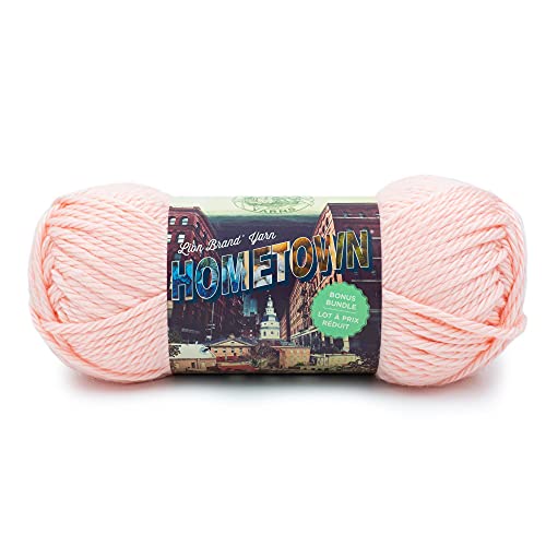 Lion Brand Yarn 133-101 Hometown Bonus Bundle Garn, Acryl, Providence Rosa, 1 Pack, 284 Gramm von Lion Brand Yarn