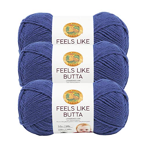 Lion Brand Yarn 215-109P Feels Like Butta Garn, Königsblau, 3er-Pack von Lion Brand Yarn