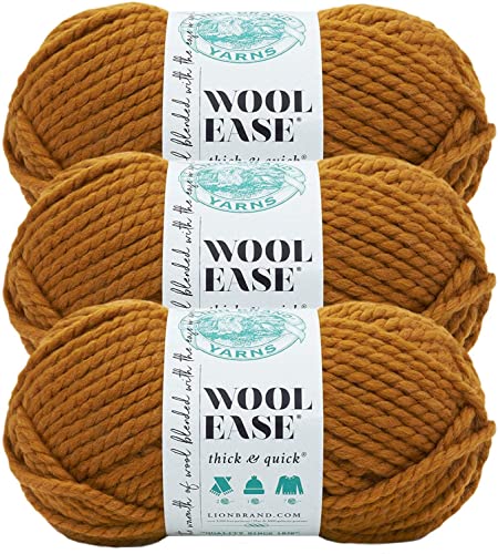 Lion Brand Yarn 640-189A Garn, 80% Acryl, 20% Wolle, Butterscotch, 3 Pack, 539 Meter von Lion Brand Yarn