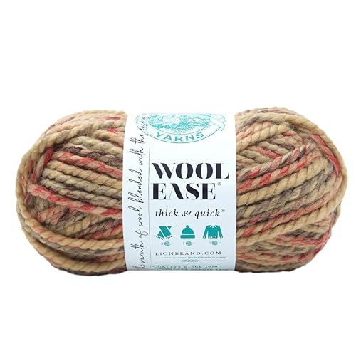 Lion Brand Yarn 640-549 Wool-Ease Thick & Quick Garn, Wollmischung, Jam Cookie, Einheitsgröße, 80 Meter von Lion Brand Yarn