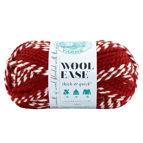 Lion Brand Yarn 640-602 Wool-Ease Dickes und schnelles Garn, Wolle, rot/weiß, 1 Packung, 84 Lion Brand Yarn 640-602 Wool-Ease Dickes und schnelles Garn, Wolle, rot/weiß, 1 Packung, 84 von Lion Brand Yarn
