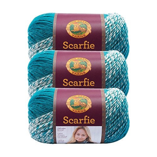 Lion Brand Yarn 826-215 Scarfie Garn, Creme/Blaugrün, 3 Stück Lion Brand Yarn 826-215 Scarfie Garn, Creme/Blaugrün, 3 Stück von Lion Brand Yarn