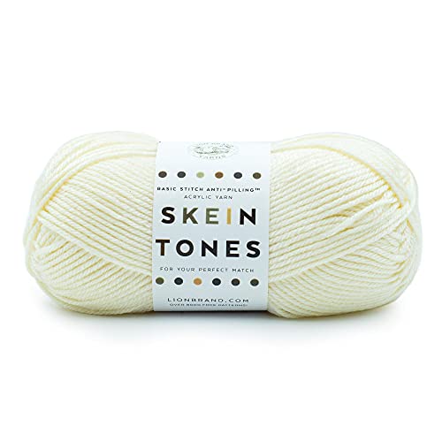 Lion Brand Yarn Basic ("Knäueltöne") Stitch Anti-Pilling Strickgarn, Garn zum Häkeln, 1er Pack, Elfenbein von Lion Brand Yarn