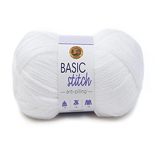 Lion Brand Yarn Basic Stitch Anti-Pilling Strickgarn, Garn zum Häkeln, 1er Pack, Weiß von Lion Brand Yarn