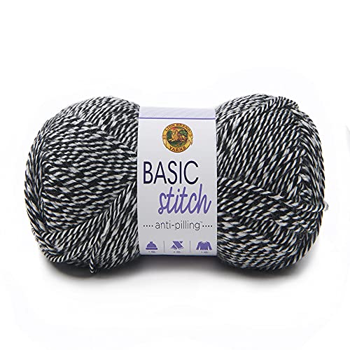 Lion Brand Yarn Basic Stitch Anti-Pilling Strickgarn, Garn zum Häkeln, 1er Pack, schwarz/weiß von Lion Brand Yarn