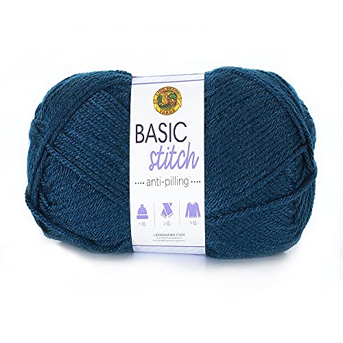 Lion Brand Yarn Basic Stitch Anti-Pilling Strickgarn, Garn zum Häkeln, 1er Pack, stahlblau von Lion Brand Yarn