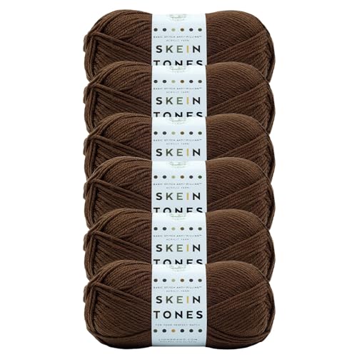 Lion Brand Yarn Basic Stitch Anti-Pilling Strickgarn, Garn zum Häkeln, 3er-Pack, Kakao von Lion Brand Yarn