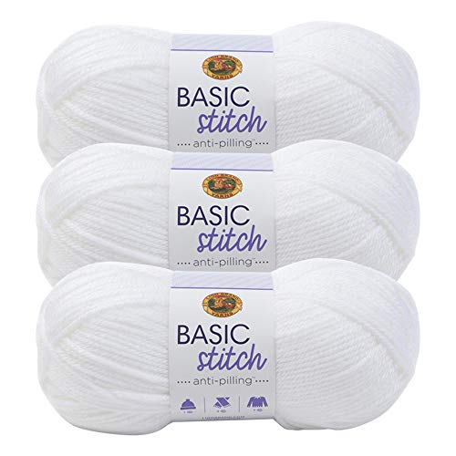 Lion Brand Yarn Basic Stitch Anti-Pilling Strickgarn, Garn zum Häkeln, 3er-Pack, Weiß Lion Brand Yarn Basic Stitch Anti-Pilling Strickgarn, Garn zum Häkeln, 3er-Pack, Weiß von Lion Brand Yarn