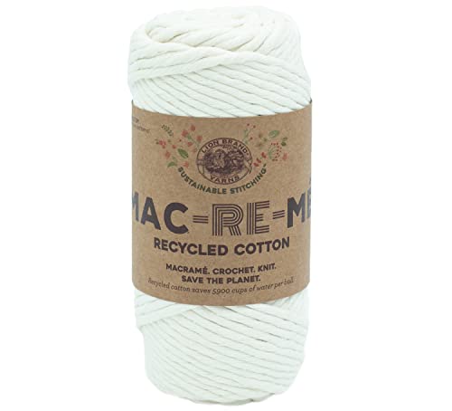 Lion Brand Yarn Company 845-098AT Mac-Re-Me Garn, Baumwolle, natur, 7oz/200g77yd/70m von Lion Brand Yarn