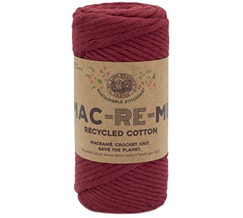 Lion Brand Yarn Company 845-113AE Mac-Re-Me Garn, Baumwolle, Samtrot, 7oz/200g77yd/70m von Lion Brand Yarn