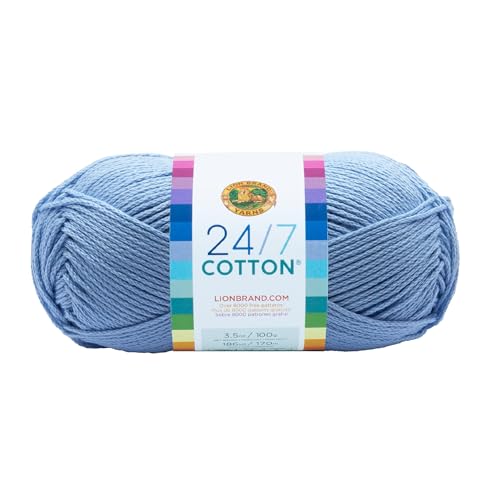 Lion Brand Yarn (1 Skein 24/7 Cotton Yarn, Sky 761-107 24-7 Baumwollgarn, Baumwolle, One, 170 Lion Brand Yarn (1 Skein 24/7 Cotton Yarn, Sky 761-107 24-7 Baumwollgarn, Baumwolle, One, 170 von Lion Brand Yarn