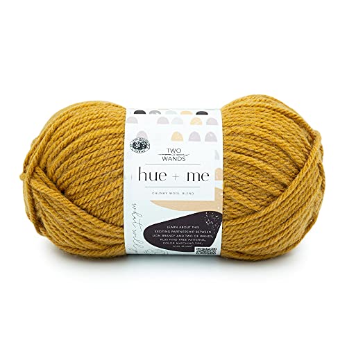 Lion Brand Hue + Me Garn zum Stricken, Häkeln und Basteln, sperrig und dick, weiches Acryl- und Wollgarn, Senf (1er-Pack) von Lion Brand Yarn