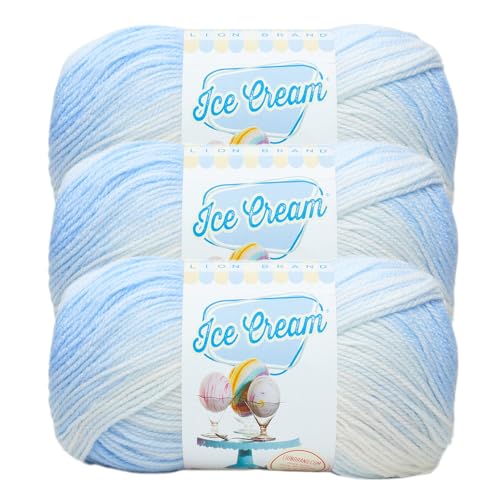 Lion Brand Yarn Eiscreme-Garn, Babygarn zum Stricken und Häkeln, Blaubeere, 3er-Pack Lion Brand Yarn Eiscreme-Garn, Babygarn zum Stricken und Häkeln, Blaubeere, 3er-Pack von Lion Brand Yarn