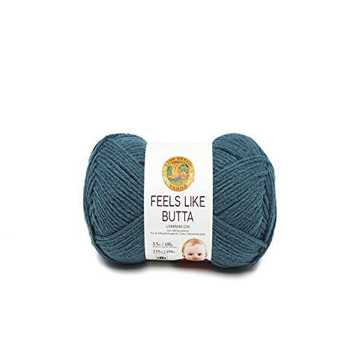Lion Brand Yarn Feels Like Butta Garn, samtweiches Garn zum Häkeln und Stricken, 1er Pack, Blaugrün von Lion Brand Yarn