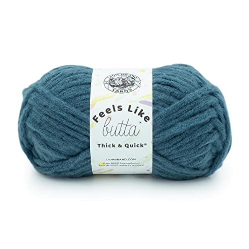 Lion Brand Yarn Fühlt sich an wie Butta Dickes & Quick Super Bulky Garn zum Stricken, 1 Packung, Orion Blue von Lion Brand Yarn