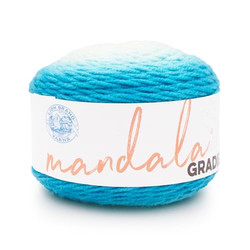 Lion Brand Yarn Mandala-Farbverlauf, mehrfarbiges Garn zum Stricken, Häkeln und Basteln, Aqua, 1 Packung Lion Brand Yarn Mandala-Farbverlauf, mehrfarbiges Garn zum Stricken, Häkeln und Basteln, Aqua, 1 Packung von Lion Brand Yarn