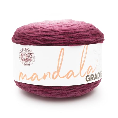 Lion Brand Yarn Mandala-Farbverlauf, mehrfarbiges Garn zum Stricken, Häkeln und Basteln, Burgunderrot, 1 Packung von Lion Brand Yarn
