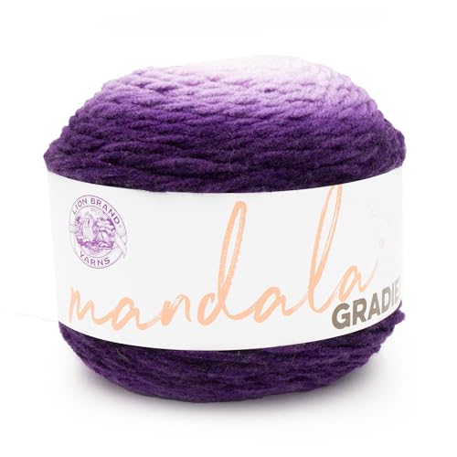 Lion Brand Yarn Mandala-Farbverlauf, mehrfarbiges Garn zum Stricken, Häkeln und Basteln, Lila, 1 Packung Lion Brand Yarn Mandala-Farbverlauf, mehrfarbiges Garn zum Stricken, Häkeln und Basteln, Lila, 1 Packung von Lion Brand Yarn