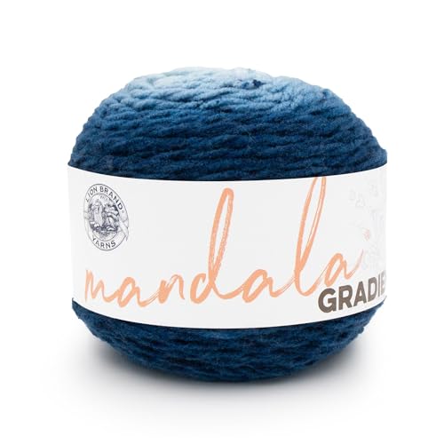 Lion Brand Yarn Mandala-Farbverlauf, mehrfarbiges Garn zum Stricken, Häkeln und Basteln, Stahlblau, 1 Packung Lion Brand Yarn Mandala-Farbverlauf, mehrfarbiges Garn zum Stricken, Häkeln und Basteln, Stahlblau, 1 Packung von Lion Brand Yarn