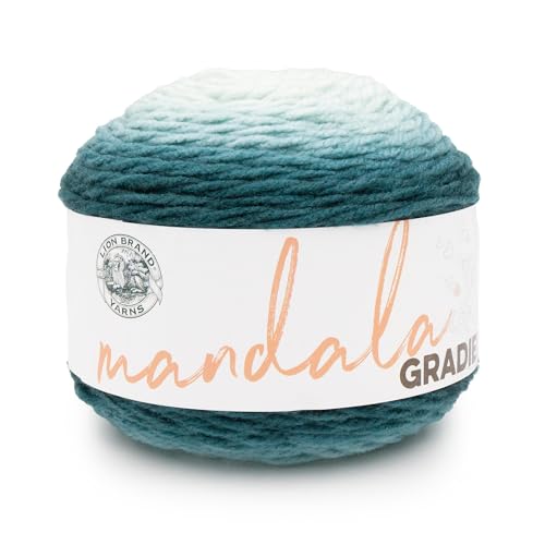 Lion Brand Yarn Mandala-Farbverlauf, mehrfarbiges Garn zum Stricken, Häkeln und Basteln, dunkles Blaugrün, 1 Packung Lion Brand Yarn Mandala-Farbverlauf, mehrfarbiges Garn zum Stricken, Häkeln und Basteln, dunkles Blaugrün, 1 Packung von Lion Brand Yarn