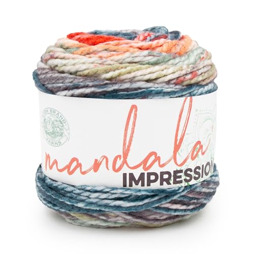 Lion Brand Yarn Mandala Impressions, mehrfarbiges Garn zum Stricken, Häkeln und Basteln, Woodstock, 1 Packung von Lion Brand Yarn