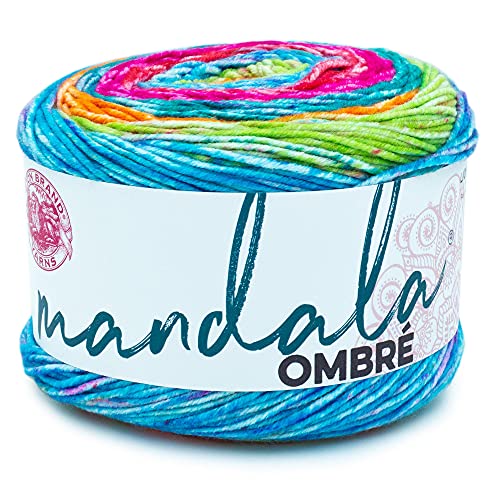 Lion Brand Yarn Mandala-Ombré-Garn mit lebendigen Farben, weiches Garn zum Häkeln und Stricken, glücklich, 1er-Pack von Lion Brand Yarn