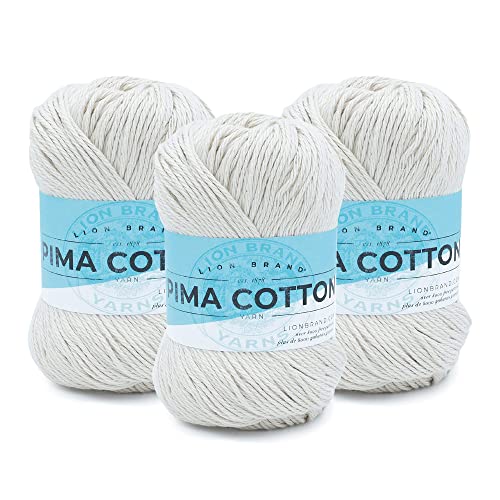 Lion Brand Yarn Pima Baumwollgarn, mittleres Garn zum Stricken, Häkeln und Basteln, 3er Pack, Vintage Lion Brand Yarn Pima Baumwollgarn, mittleres Garn zum Stricken, Häkeln und Basteln, 3er Pack, Vintage von Lion Brand Yarn