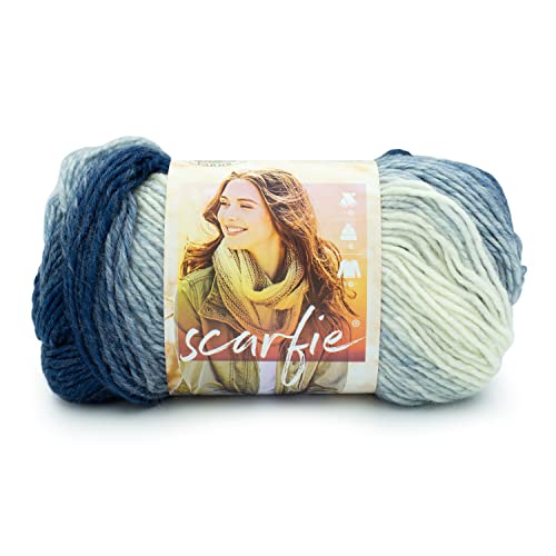 Lion Brand Yarn Scarfie Garn, Blau/Creme von Lion Brand Yarn