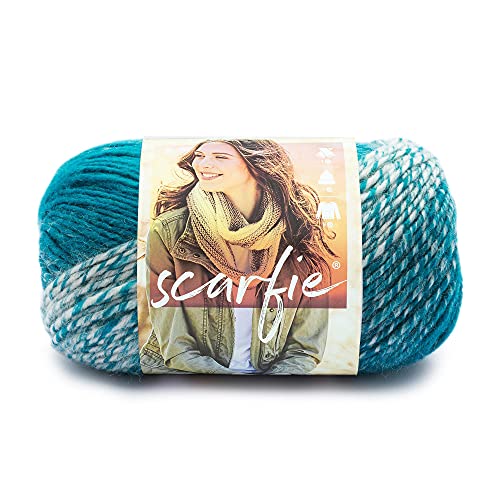 Lion Brand Yarn Scarfie Yarn, Acrylic, Cream/Teal,21.59x12.065x12.065 cm von Lion Brand Yarn Company