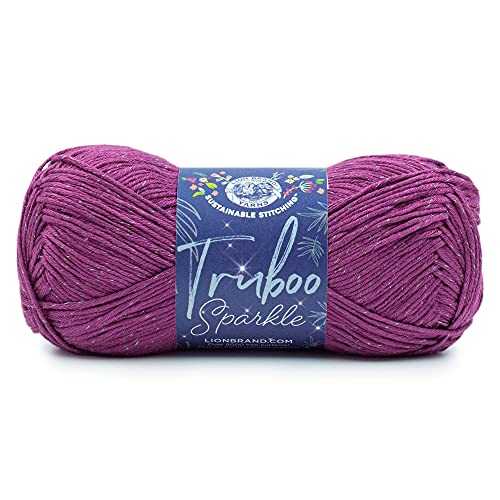 Lion Brand Yarn Truboo Sparkle Garn, Bambus, Pflaume, 1 Pack, 178 von Lion Brand Yarn