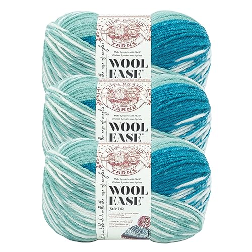 Lion Brand Yarn Wool Ease Fair Isle, Garn zum Stricken, Hellaqua/Türkis, 3er-Pack Lion Brand Yarn Wool Ease Fair Isle, Garn zum Stricken, Hellaqua/Türkis, 3er-Pack von Lion Brand Yarn