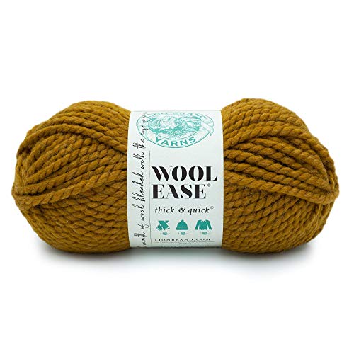 Lion Brand Yarn Wool-Ease dickes und schnelles Garn, weiches und sperriges Garn zum Stricken, Häkeln und Basteln, 1 Knäuel, Flachs von Lion Brand Yarn