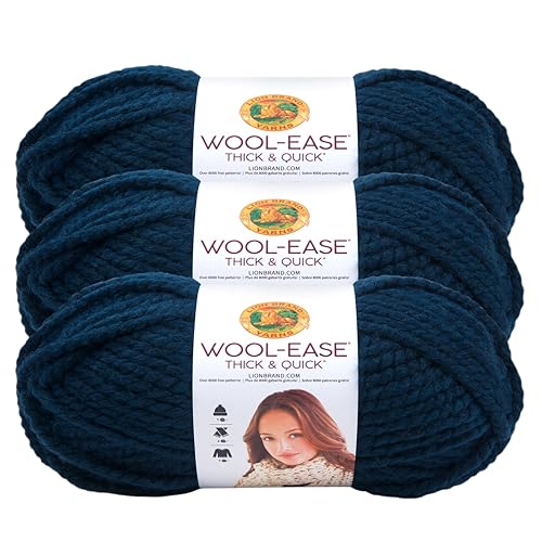 Lion Brand Yarn Wool-Ease dickes & schnelles Garn, weiches und sperriges Garn zum Stricken, Häkeln und Basteln, 3er-Pack, Petrolblau Lion Brand Yarn Wool-Ease dickes & schnelles Garn, weiches und sperriges Garn zum Stricken, Häkeln und Basteln, 3er-Pack, Petrolblau von Lion Brand Yarn