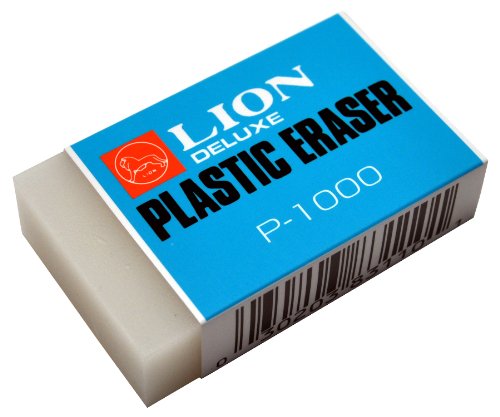 LION Durchscheinender weißer großer Kunststoff-Radiergummi, 1 Radiergummi (P-1000) von LION