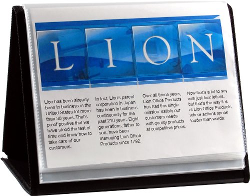 Löwe Display-Buch, Flip-N-Tell Display, Book-N-Easel, horizontales Format, 1 x Staffelei Buch-Display 20 Taschen Letter Schwarz von LION
