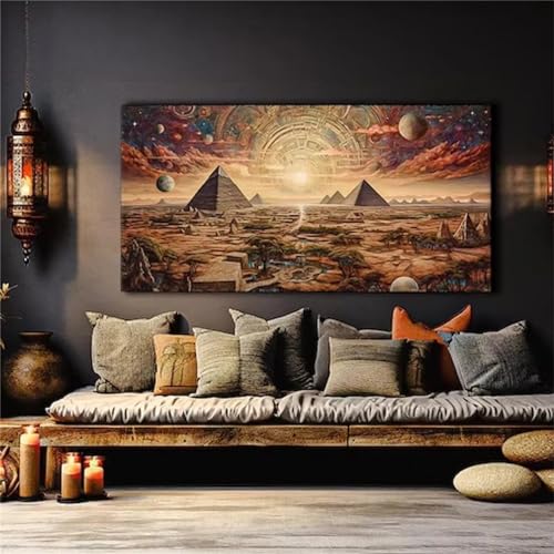 Lionhai Diamond Painting Pyramide, 5D DIY Diamant Painting Set Ägypten Diamond Painting Bilder Erwachsene XXL 100x50CM, Diamand Art Painting Kinder Basteln Stickerei Set, Room Home Wanddeko Aesthetic von Lionhai