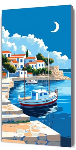 Malen Nach Zahlen Erwachsene Boot Kleine Stadt, DIY Handgemalt Malen Nach Zahlen, mit Leinwand Pinseln Acrylpigment, Paint by Numbers Adult Kinde Anfänger, für Geschenke Home Haus Deko, 70x140cm D-48 Malen Nach Zahlen Erwachsene Boot Kleine Stadt, DIY Handgemalt Malen Nach Zahlen, mit Leinwand Pinseln Acrylpigment, Paint by Numbers Adult Kinde Anfänger, für Geschenke Home Haus Deko, 70x140cm D-48 von Lionhai