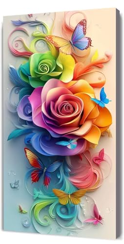 Malen Nach Zahlen Erwachsene Farbe Rose, Malen Nach Zahlen Kinder ab 7, DIY Digitales Ölgemälde Set auf Leinwand Mit 3 Bürsten Pinseln und Hochwertig Acrylpigment, für Zuhause Dekor 100x200cm D-25 von Lionhai