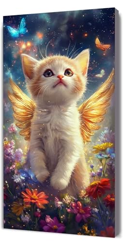 Malen Nach Zahlen Erwachsene Flügel Katze, Malen Nach Zahlen Kinder ab 7, DIY Digitales Ölgemälde Set auf Leinwand Mit 3 Bürsten Pinseln und Hochwertig Acrylpigment, für Zuhause Dekor 100x200cm D-40 von Lionhai