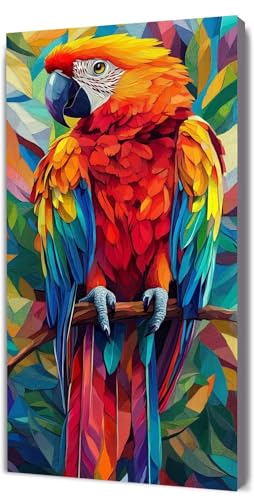 Malen Nach Zahlen Erwachsene Karikatur Papagei, Malen Nach Zahlen Kinder ab 7, DIY Digitales Ölgemälde Set auf Leinwand Mit 3 Bürsten Pinseln und Hochwertig Acrylpigment, Zuhause Dekor 40x80cm D-276 von Lionhai