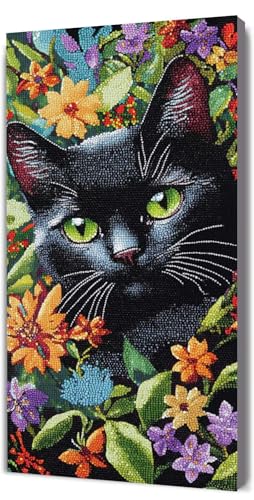 Malen Nach Zahlen Erwachsene Katze Blume, Malen Nach Zahlen Kinder ab 7, DIY Digitales Ölgemälde Set auf Leinwand Mit 3 Bürsten Pinseln und Hochwertig Acrylpigment, für Zuhause Dekor 40x80cm D-348 von Lionhai