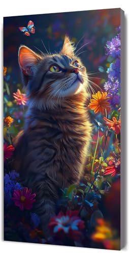 Malen Nach Zahlen Erwachsene Katze Hu De, DIY Handgemalt Malen Nach Zahlen, mit Leinwand Pinseln Acrylpigment, Paint by Numbers Adult Kinde Anfänger, für Geschenke und Home Haus Deko, 35x70cm D-344 von Lionhai