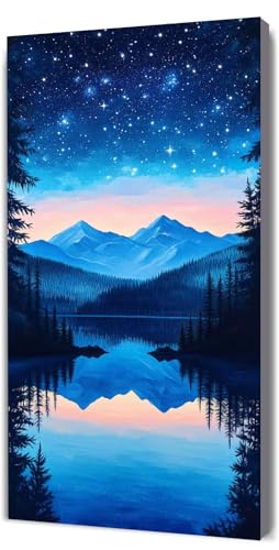 Malen Nach Zahlen Erwachsene Landschaft Sternenhimmel, Malen Nach Zahlen Kinder ab 7, DIY Digitales Ölgemälde Set auf Leinwand Mit 3 Bürsten Pinseln und Hochwertig Acrylpigment, Dekor 60x120cm D-254 von Lionhai